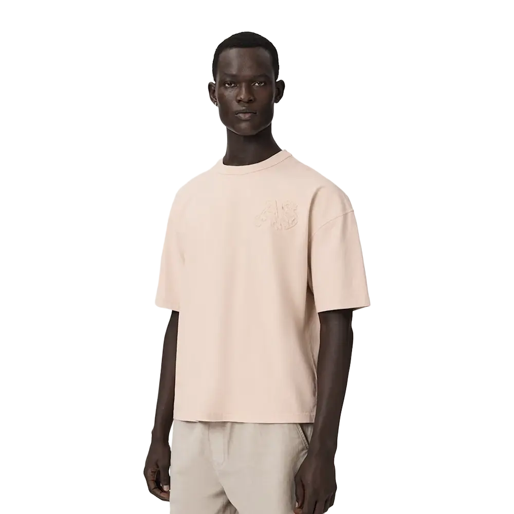 ALLSAINTS Insignia Short Sleeve Cotton T-Shirt Crystal Pink - Image 3