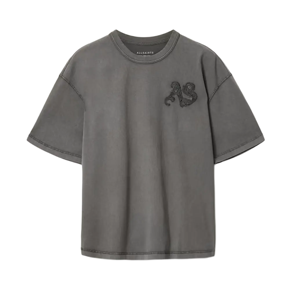 ALL SAINTS Insignia Short Sleeve Cotton T-Shirt Washed Black