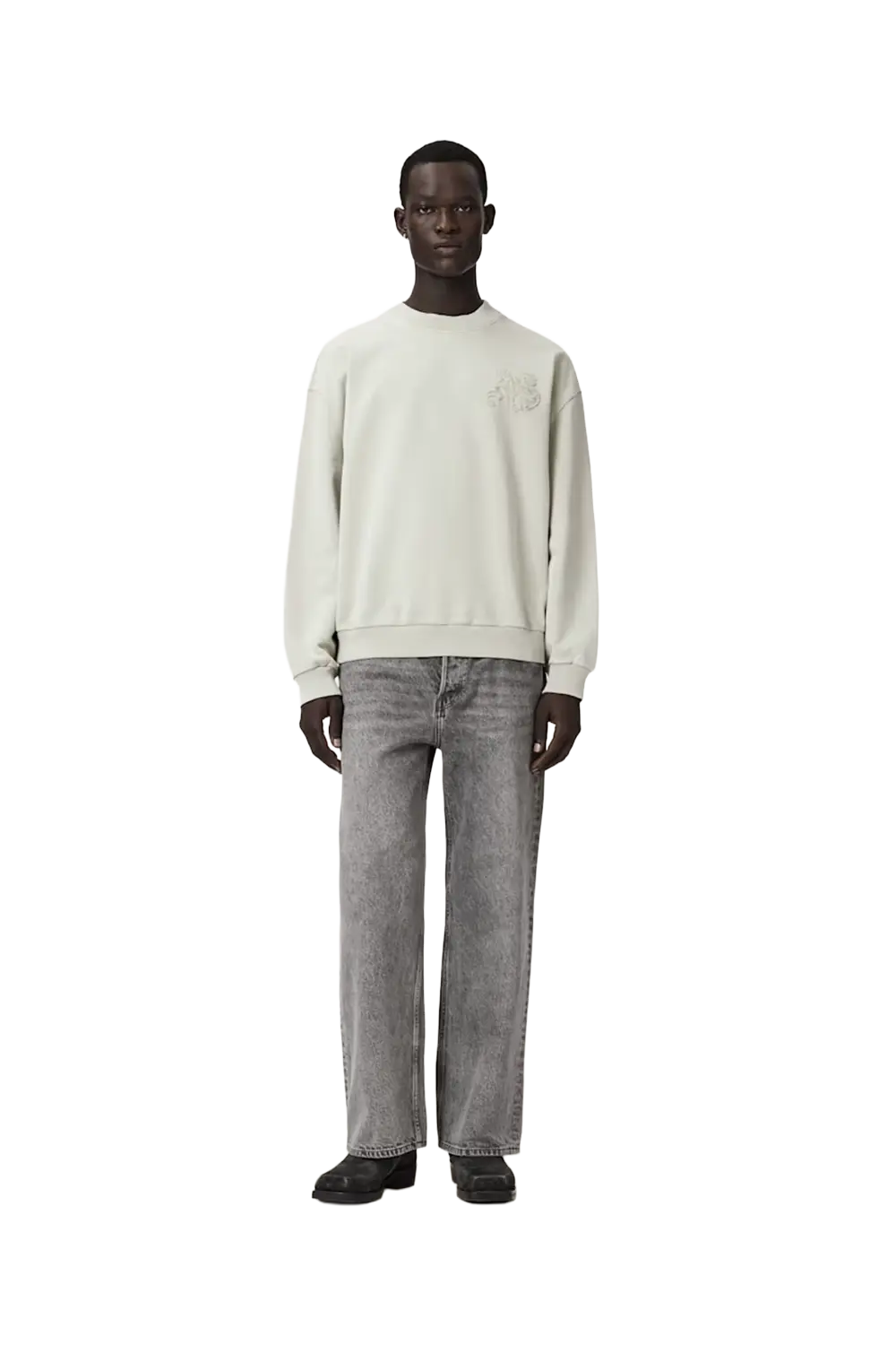 ALLSAINTS Insignia Crew Neck Cotton Sweatshirt Sea Green - Image 3