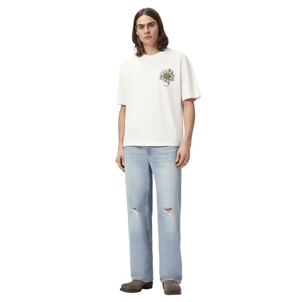 ALLSAINTS Petals Oversized Short Sleeve Graphic T-Shirt Chalk White - Image 3