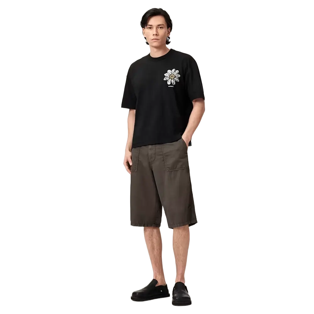 ALLSAINTS Petals Oversized Short Sleeve Graphic T-Shirt Washed Black - Image 3