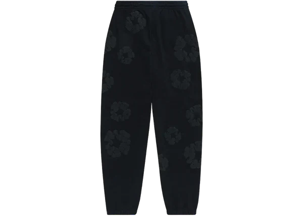 Denim Tears Cotton Wreath Sweatpants Black Monochrome - Image 2