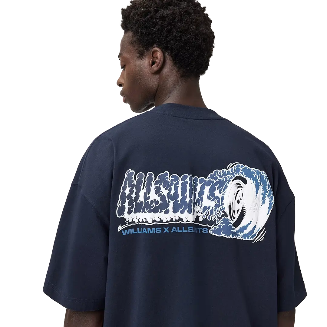 Williams X AllSaints Burnout Crew Neck T-Shirt Williams Blue - Image 3