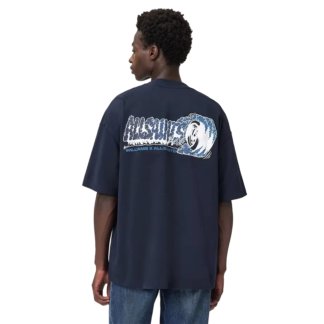 Williams X AllSaints Burnout Crew Neck T-Shirt Williams Blue - Image 4