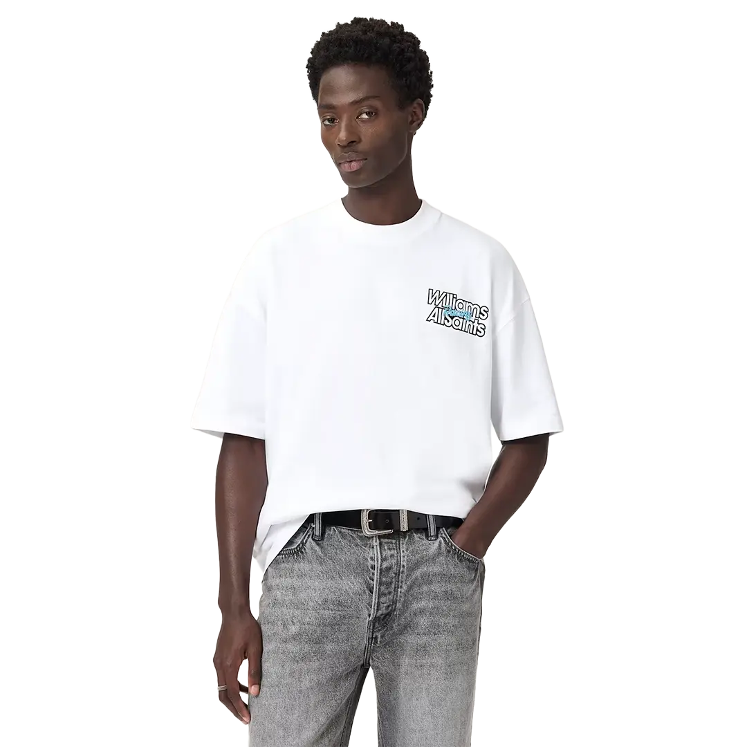 Williams X AllSaints Pole Crew Neck T-Shirt Ashen White - Image 2